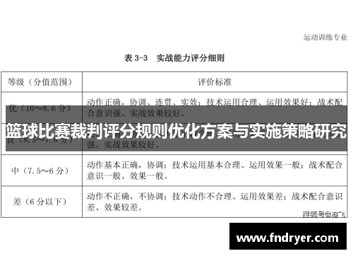 篮球比赛裁判评分规则优化方案与实施策略研究